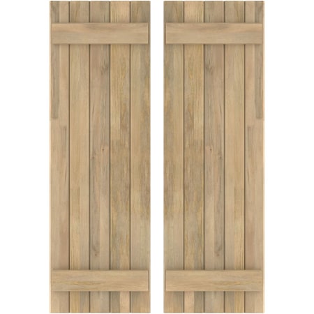 Americraft 5-Board (2 Batten) Exterior Real Wood Joined Board-n-Batten Shutters, ARW101BB518X31UNH